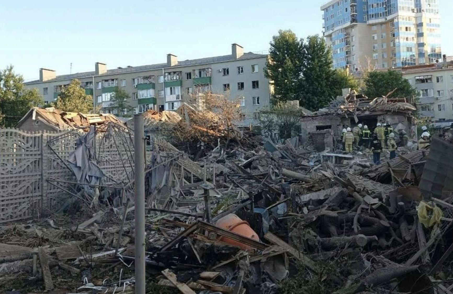 Removal of rubble from a destroyed house on Mayakovsky Street in Belgorod  