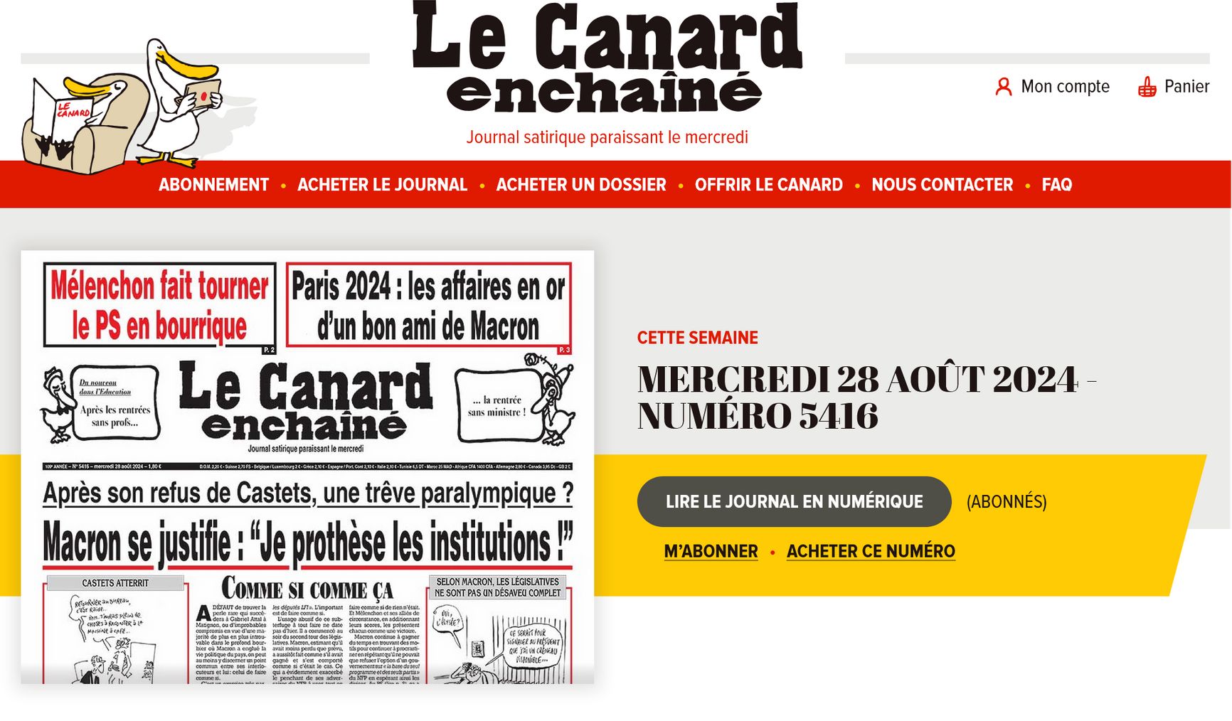 Скриншот сайта https://www.lecanardenchaine.fr/