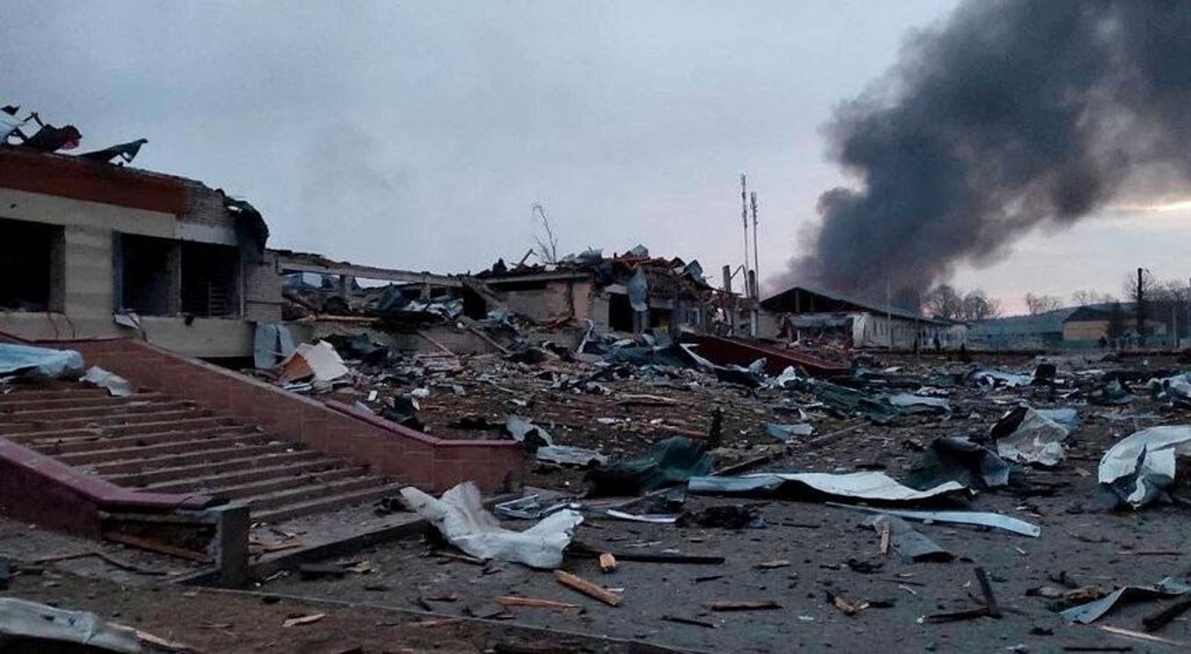 Ukraine’s Yavoriv training ground after a Russian missile strike