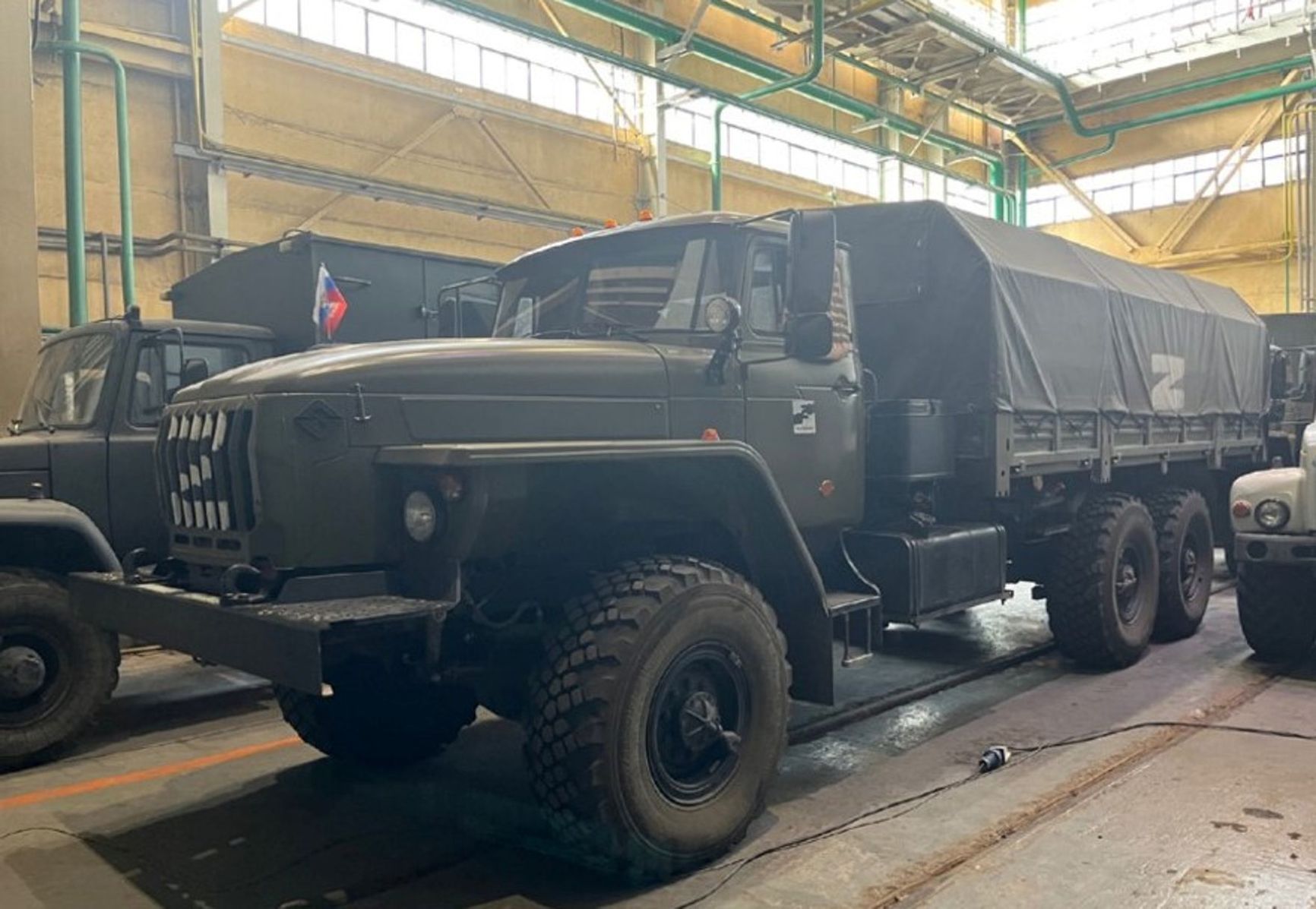 Russian military vehicles on the grounds of the Zaporizhzhia NPP